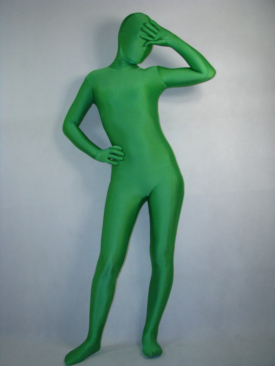 Unisex Green Lycra Spandex Full Body Zentai Suit